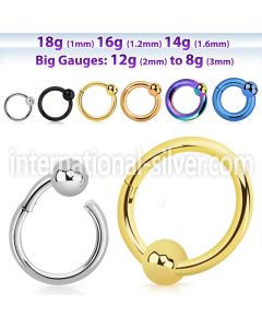 hbcrb pvd plating steel 18g hinged captive bead ring