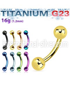 utbneb anodized titanium g23 eyebrow banana ring with 3mm balls