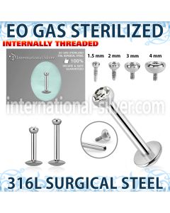 zlbirc sterilized steel labret stud flat head gem internal