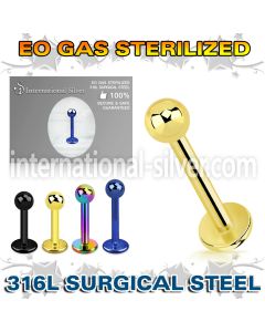 zlbtb3 sterilized pvd plating steel labret stud 3mm ball