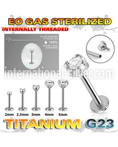 zulbin12 sterilized titanium labret stud 16g cz internal