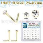 18bxsmc8 18k gold silver l shaped nose studs 22g gem 52