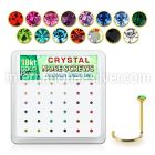 18nwbxm box w gold plated silver nose screw w 1.5mm mix crystals