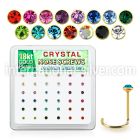 18w14xm box 36 gold plated silver nose screws w 2mm mix crystals
