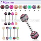 bbdxb straight barbells surgical steel 316l with acrylic parts tongue