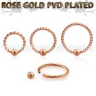 bcwr18f3 rose gold captive bead ring twisted wire w frosted ball