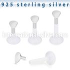 bilbdr clear flexi labret stud 16g silver teardrop shape top