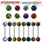 blk321 straight barbells surgical steel 316l with acrylic parts tongue