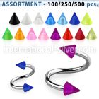 blk353 spirals twisters surgical steel 316l with acrylic parts eyebrow