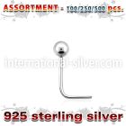 blk459 l shape nose studs silver 925 nose