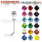 blk495 l shape nose studs silver 925 nose