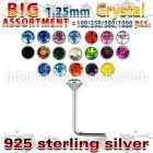 blk535 l shape nose studs silver 925 nose