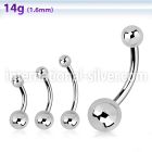 bnb46 steel belly button curved barbell 14g steel balls