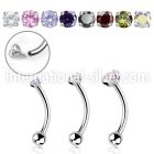 bneczin steel curvedbarbell cz prong set plain ball internal