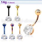 bnrdz8jbt pvd plating steel casting belly button ring 14g cz