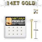 box w 12 14kt gold bend it nose studs w 2mm round czs 