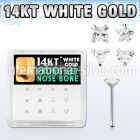 box w white 14kt gold nose bones w assorted prong set cz 