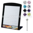 brnbzm2 display w 925 silver nose bones, 22g w 1.5mm color czs