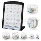 brpg221 white howlite stone double flare ear plugs 24pcs