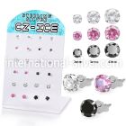 brsczs2 silver ear studs 2mm to 4mm mixed colors cz 12