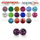 bulk w 3mm multi crystal ball 18g resin cover