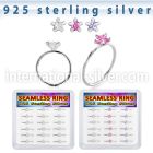 bxnhmx7 silver seamless nose ring hoop 22g star color cz 18