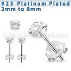 czrdmpt one pair platinum plating silver earring studs cz