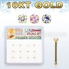 dginb23 box w 10kt gold nose bones w 1.25mm round cz 