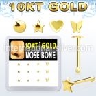 dginb9 10kt gold nose bone with assorted shaped tops