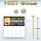 dgiys11 box 10kt gold bend it nose stud w 1.5 2mm prong set cz