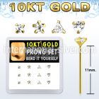 dgiys13 box w 12 10kt gold bend it nose studs w mixed shape czs