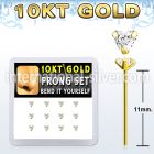 dgiys3 box w 10kt gold bend it nose studs w 3mm heart cz 