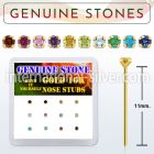 dgiys8 box w 10kt gold bend it nose studs w 2mm real gem stones
