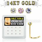 dgsc27 box w 14kt gold nose screw w prong set 2mm mix color czs