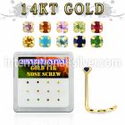 dgsc8 box w 14kt gold nose screws w 2mm genuine gemstones