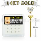 dgys3 box w 14kt gold bend it nose studs w 3mm heart cz 