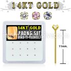 dgys4 box w 14kt gold bend it nose studs w prong set 1.5mm cz 