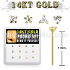 dgys6 box w 14kt gold nose bend it nose studs cz in mix shape