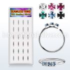 dnsm266 925 sterling silver seamless nose hoop rings 1.5mm curved tops color gems