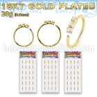 dnsm267 18k gold plated 925 silver seamless nose hoops 1.5mm prong set clear gems