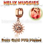 ehr726 rose gold steel helix huggie earring w a dangling sun