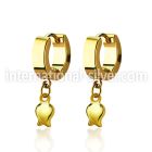 erg767 gold stainless steel huggies earrings w dangling tulip 