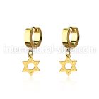 ergdsr gold steel huggies earrings w dangling david star