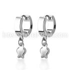 erh767 stainless steel huggies earrings w a dangling tulip 