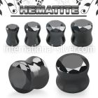 fgse hematite stone double flare ear plug faceted cut