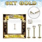 g9lbz 9kt yellow gold labret stud 16g threadless push in cz