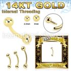 gbnbi 14 karat yellow gold curved barbell 16g internal