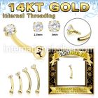 gbnbzi 14 karat gold curved barbell 16g cz ball internal