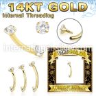 gbnfazi 14 k gold curved barbell 16g internal threaded top