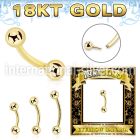 ggbnb3 18 k gold threadless push in curved barbell 3mm balls